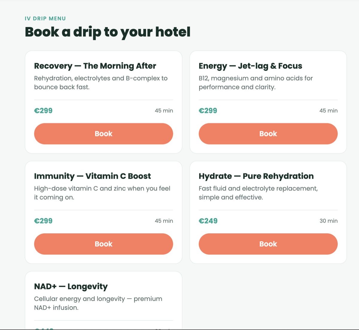 easymedic app — IV drip menu